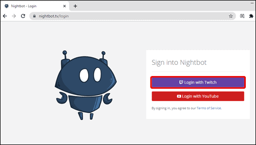 Nightbot login screen - StreamBee