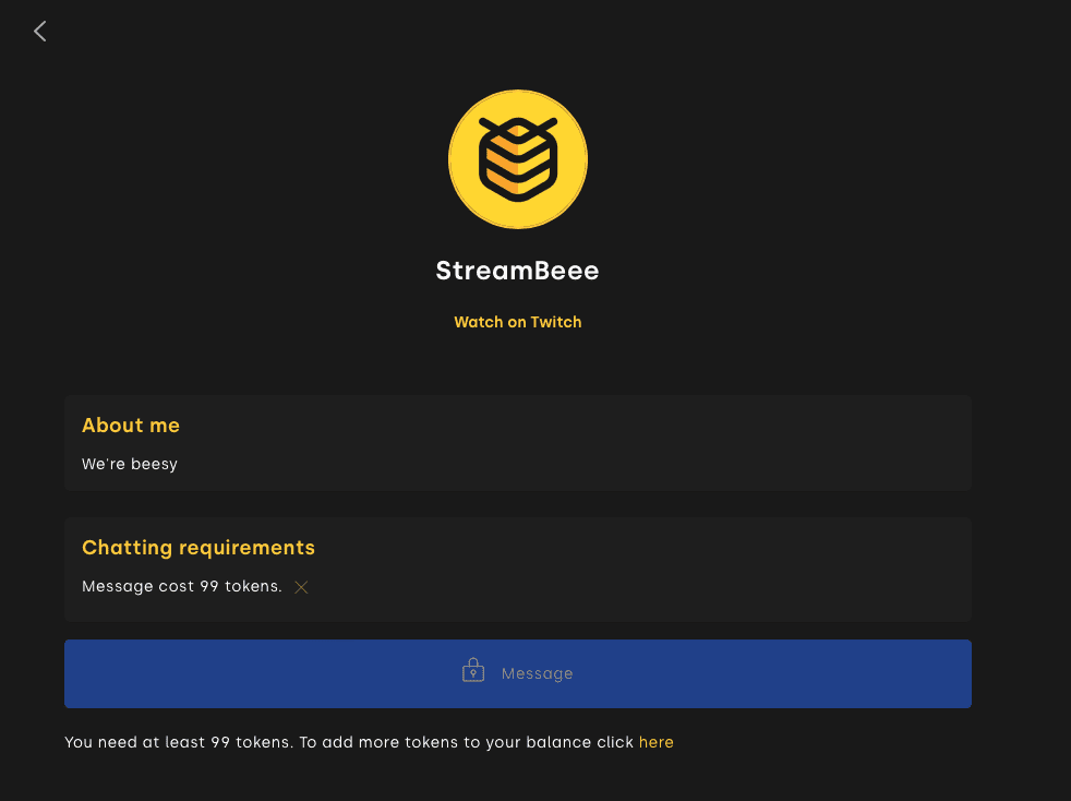Buzz Message Out of funds - StreamBee