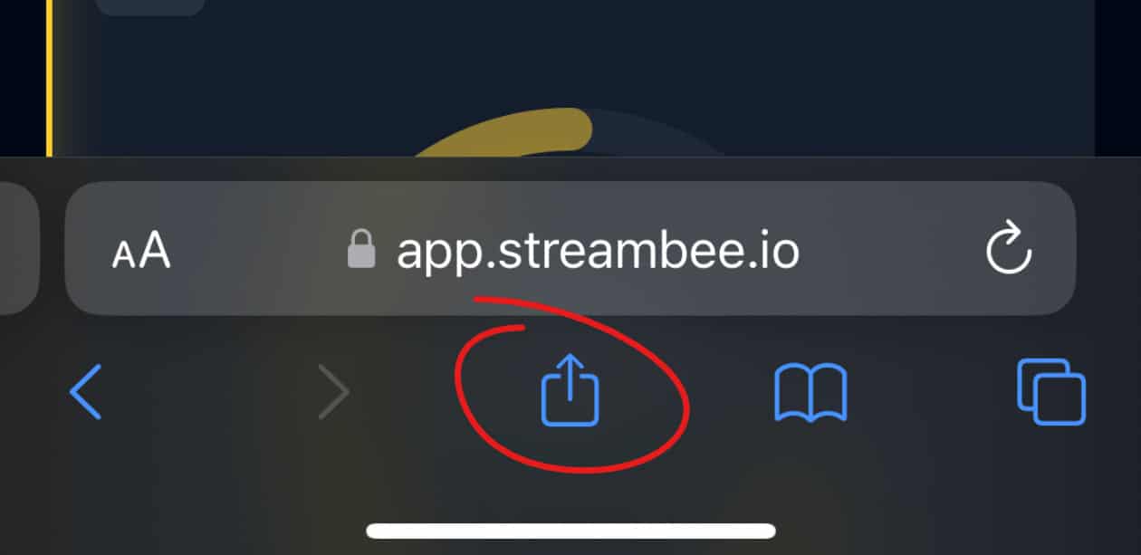 Click the Share icon in Safari browser
